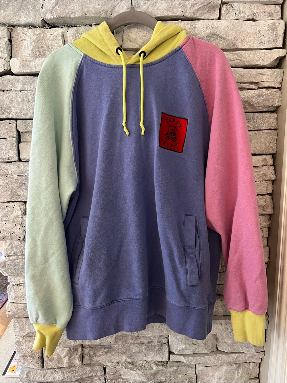 Teddy Fresh Pastel Colorblock Hoodie Sweater - Lavender/Pink/Mint/Yellow